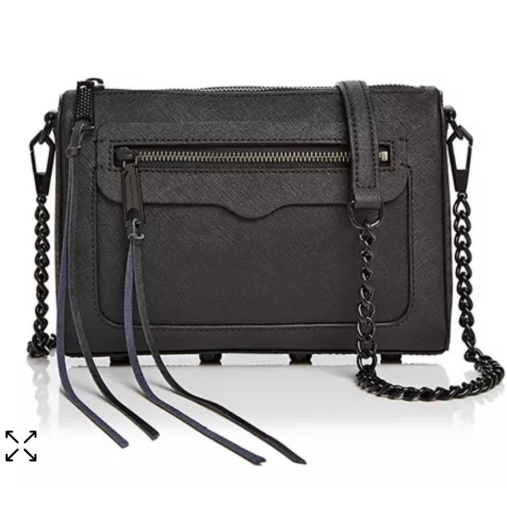 Avery Crossbody Bag - Black Leather/Matte Chain